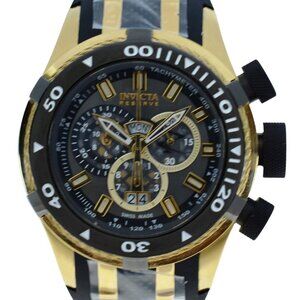 Men's 50mm Invicta Reserve Bolt Black/ Gold Swiss Made Chrono Watch! Ref: 0980!